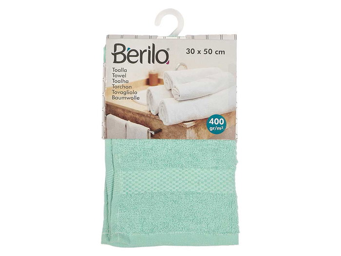 Berilo Toalla Lisa 30x50 cm Turquesa, 80% Algodón 20% Poliéster (Set de 36)