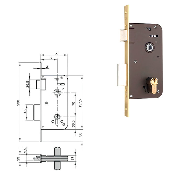 Yale 700-hl Cerradura de Embutir 70x40 con Cilindro Monoblock