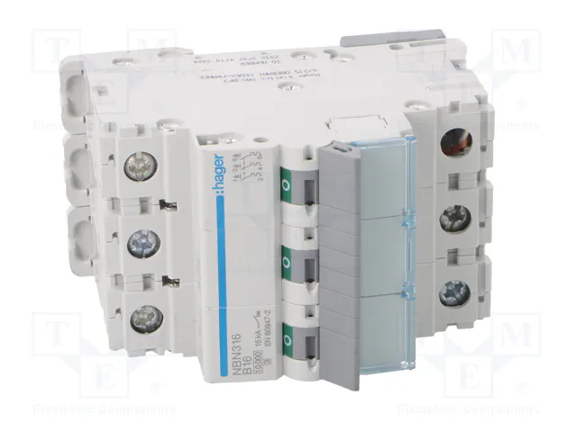HAGER NBN316 Interruptor magnetotérmico 16A 3 polos 10kA HAGER NBN316 Interruptor magnetotérmico 16A 3 polos 10kA