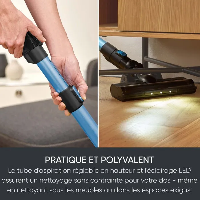 Severin HV7151 Aspiradora de Mano Inalámbrica 2 en 1, 300 W, 50 Minutos Autonomía, Depósito 650 ml, 80 dB, Negro/Azul