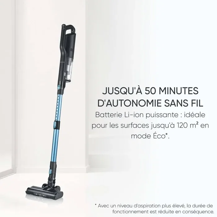 Severin HV7151 Aspiradora de Mano Inalámbrica 2 en 1, 300 W, 50 Minutos Autonomía, Depósito 650 ml, 80 dB, Negro/Azul