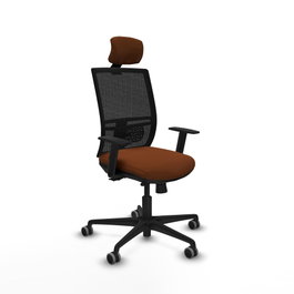 PIQUERAS Y CRESPO Silla de oficina Yunquera con mecanismo Sincro/Traslack, Marrón y Negro