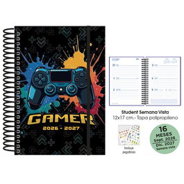 Senfort Agenda Anual Student 2026-27 Gamer Negro