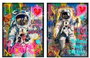 DKD Home Decor Cuadro LED Lienzo Astronauta Surtido de 2