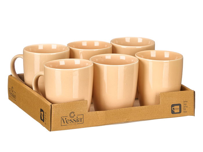 Vessia Jarra Mug Beige 330 ml Cerámica Loza 11.5 x 10.5 x 8.5 cm (Set de 24)