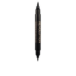Revolution Make Up Double Flick Liquid Eyeliner, Delineador de Ojos Líquido de Doble Punta, Color Negro, 1 ml