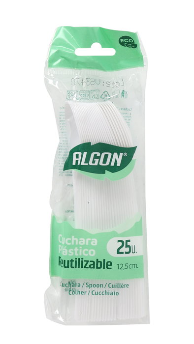 Algon Set de 25 Cucharas Ecológicas para Postre o Café, 12.5 cm - Dimensiones 5.8 x 2.6 x 16.1 cm (48 Unidades)