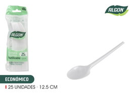 Algon Set de 25 Cucharas Ecológicas para Postre o Café, 12.5 cm - Dimensiones 5.8 x 2.6 x 16.1 cm (48 Unidades)