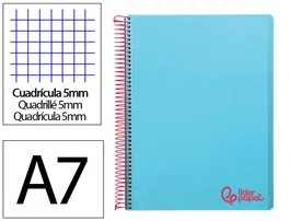 Liderpapel Cuaderno Espiral A7 Micro Wonder Celeste Cuadrícula 5mm 100 Hojas
