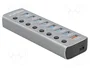 DeLOCK Hub USB 5 Gbps con 7 puertos, carga rápida y USB-C PD 3.0, Gris