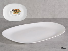 Vivalto Bandeja Opal Rectangular 36 cm de Vidrio Blanca - 34x25.5x2.5 cm (Set de 18)