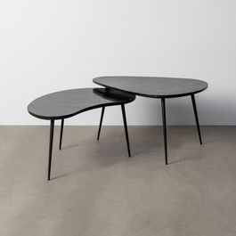 S/2 Mesa Centro Negro Mármol Salón 87 X 59 X 47 cm