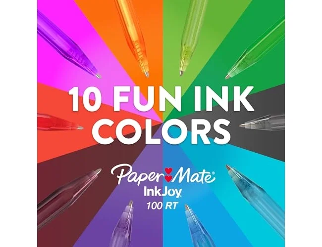 Paper Mate InkJoy 100 Bolígrafo Retráctil Triangular Negro Pack de 20
