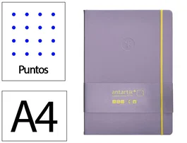 Antartik Cuaderno A4 Tapa Dura Hojas Puntos Morado y Amarillo 100 Hojas 80 gr FSC