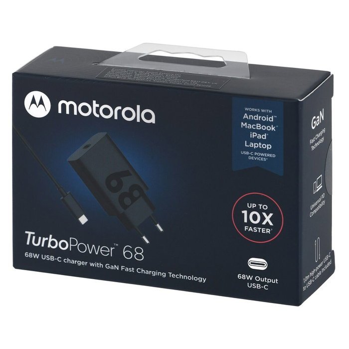 Motorola TurboPower 68W GaN Cargador de Pared con Cable USB-C Motorola TurboPower 68W GaN Cargador de Pared con Cable USB-C