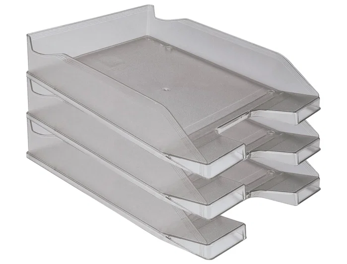Q-connect Bandeja sobremesa plástico gris oscuro transparente 240x70x340 mm