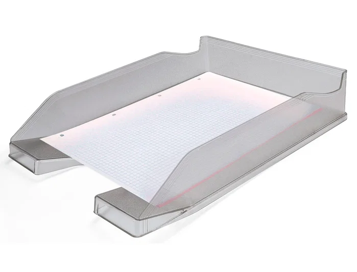 Q-connect Bandeja sobremesa plástico gris oscuro transparente 240x70x340 mm