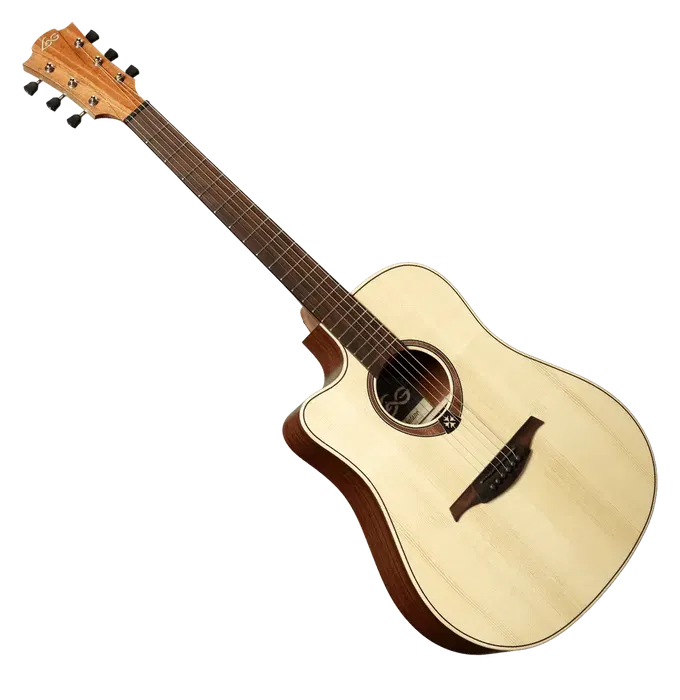 LAG Guitarra Electro-Acustica Dreadnought Cutaway Natural Zurdos Tapa Abeto Engelmann Macizo