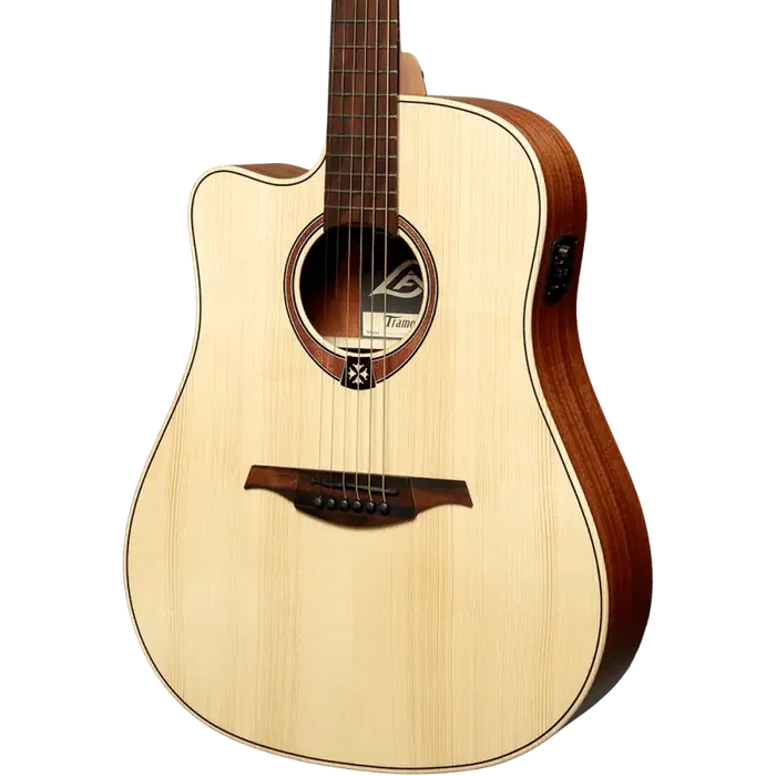 LAG Guitarra Electro-Acustica Dreadnought Cutaway Natural Zurdos Tapa Abeto Engelmann Macizo
