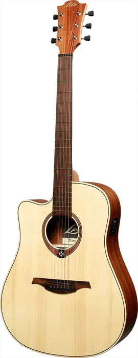 LAG Guitarra Electro-Acustica Dreadnought Cutaway Natural Zurdos Tapa Abeto Engelmann Macizo