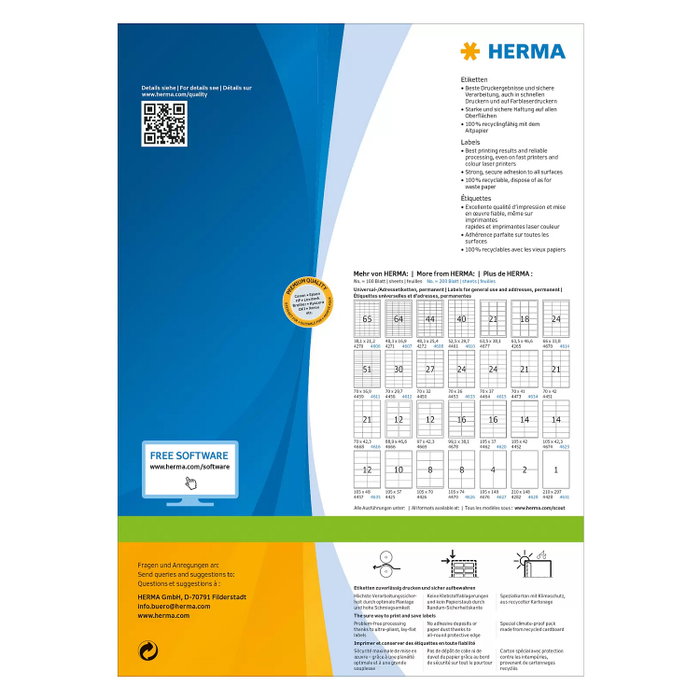 HERMA Premium Etiquetas Mate Blanco A6 (105 x 148 mm)
