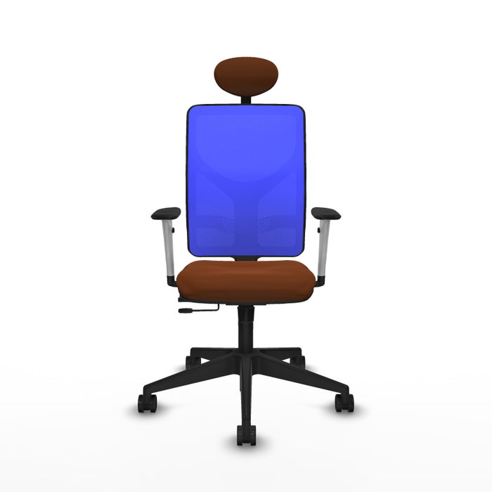 PIQUERAS Y CRESPO Silla de oficina Motilla con mecanismo Sincro/Traslack, Marrón y Azul