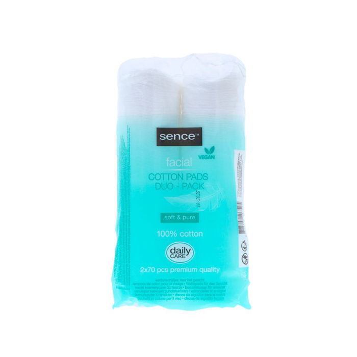 Sence Beauty Discos Desmaquillantes Rostro Algodón Envase Duo 2 x 70 Unidades