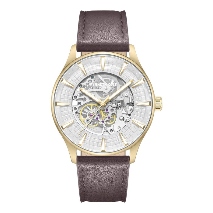 Kenneth Cole KCWGX0057901 Reloj Automático con Caja Dorada y Correa de Cuero Marrón Kenneth Cole KCWGX0057901 Reloj Automático con Caja Dorada y Correa de Cuero Marrón