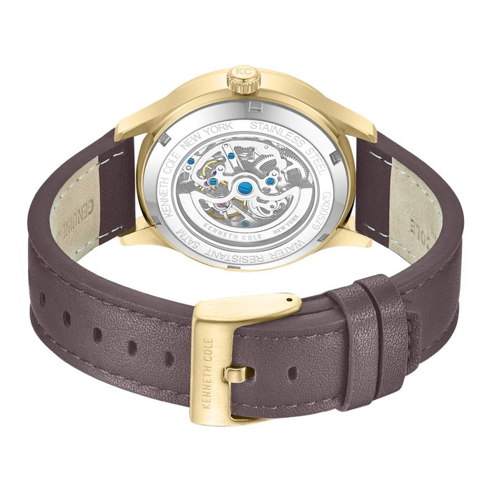 Kenneth Cole KCWGX0057901 Reloj Automático con Caja Dorada y Correa de Cuero Marrón Kenneth Cole KCWGX0057901 Reloj Automático con Caja Dorada y Correa de Cuero Marrón