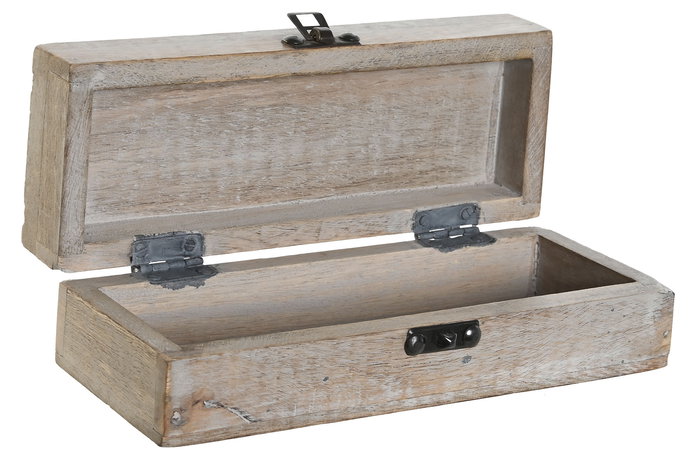 Joyero Indio DKD Home Decor Natural Blanco 11.5 x 9 x 27 cm Set de 2