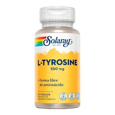 SOLARAY L-Tirosina 500 mg, 50 cápsulas vegetales SOLARAY L-Tirosina 500 mg, 50 cápsulas vegetales