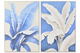 DKD Home Decor Cuadro Lienzo Hojas Palmera Surtido de 2