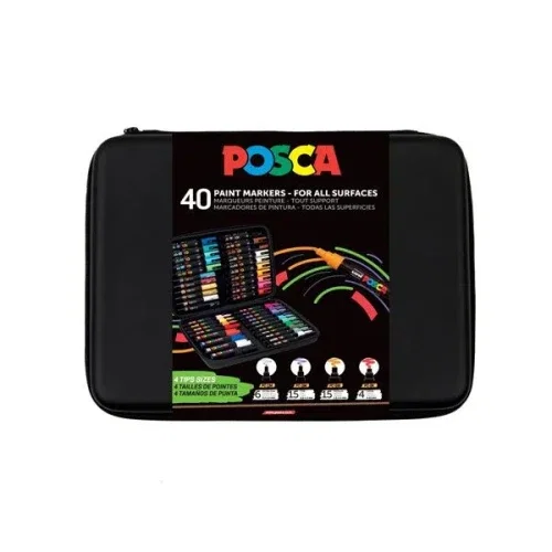 POSCA Maletín Premium de 40 Marcadores Surtidos