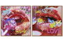 DKD Home Decor Cuadro Lienzo PS 62,5x62,5 cm con Labios Surtido de 2