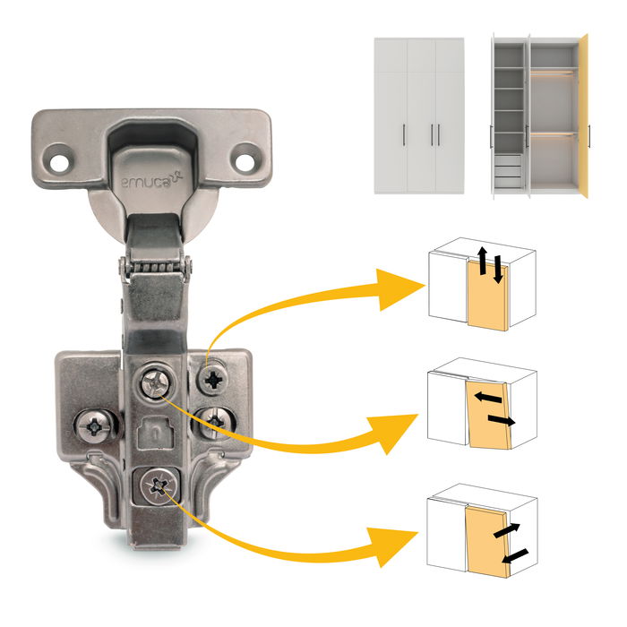 Emuca Lote de 20 bisagras supercodo X91 con cierre suave y suplementos Euro, Altura 0, Acero, Titanio Emuca Lote de 20 bisagras supercodo X91 con cierre suave y suplementos Euro, Altura 0, Acero, Titanio