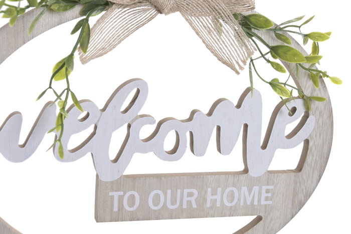 DKD Home Decor Decoración de Pared MDF Welcome Home 26x3x30 cm
