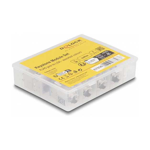 DeLOCK Set de 8 Módulos Keystone RJ45 hembra a LSA Cat.6A montaje sin herramientas, colores surtidos DeLOCK Set de 8 Módulos Keystone RJ45 hembra a LSA Cat.6A montaje sin herramientas, colores surtidos