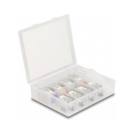 DeLOCK Set de 8 Módulos Keystone RJ45 hembra a LSA Cat.6A montaje sin herramientas, colores surtidos DeLOCK Set de 8 Módulos Keystone RJ45 hembra a LSA Cat.6A montaje sin herramientas, colores surtidos