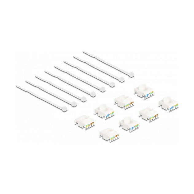 DeLOCK Set de 8 Módulos Keystone RJ45 hembra a LSA Cat.6A montaje sin herramientas, colores surtidos DeLOCK Set de 8 Módulos Keystone RJ45 hembra a LSA Cat.6A montaje sin herramientas, colores surtidos