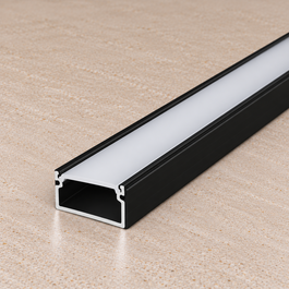KIMERA Perfil de Aluminio KIMERA-ORRE Anodizado Negro con Difusor Opal y Tapones 2,02M