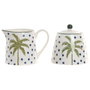 DKD Home Decor Set de 2 Azucareros de Porcelana Palmeras Palm 25 Verde y Azul