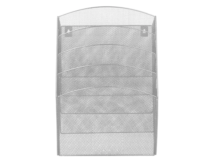 Q-connect Expositor Mural de Pared con 5 Bandejas DIN A4 Plateado Metalico 9,3x31,5x44 cm