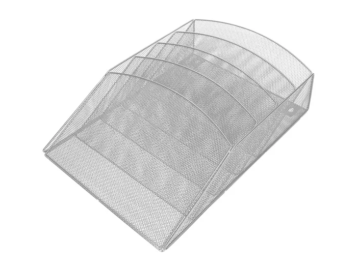 Q-connect Expositor Mural de Pared con 5 Bandejas DIN A4 Plateado Metalico 9,3x31,5x44 cm