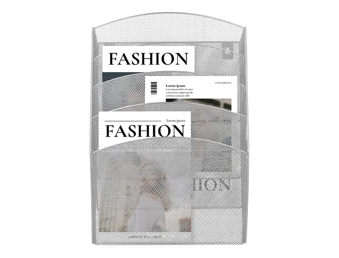 Q-connect Expositor Mural de Pared con 5 Bandejas DIN A4 Plateado Metalico 9,3x31,5x44 cm