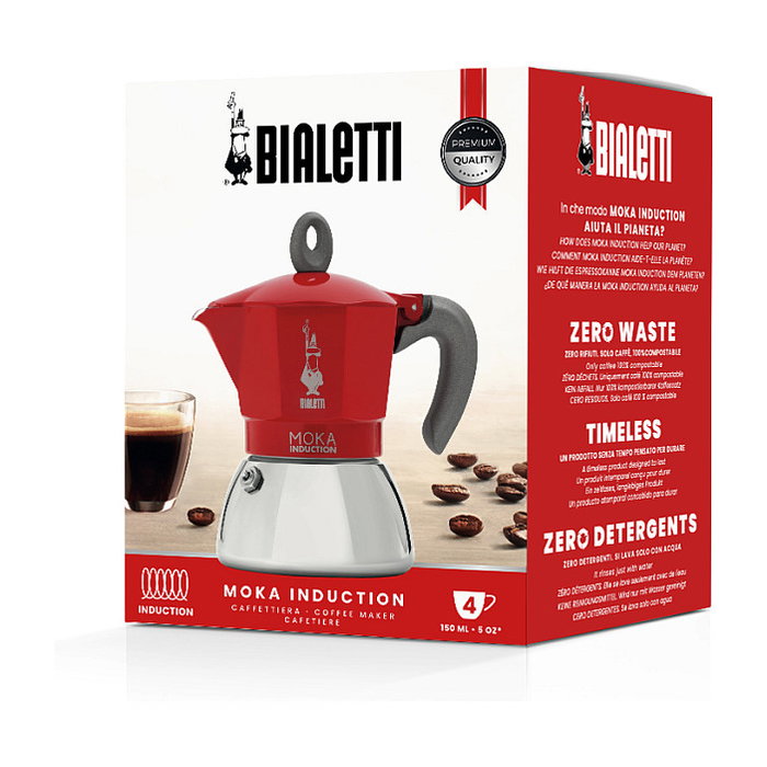 Bialetti Moka Induction 4 tazas Rojo