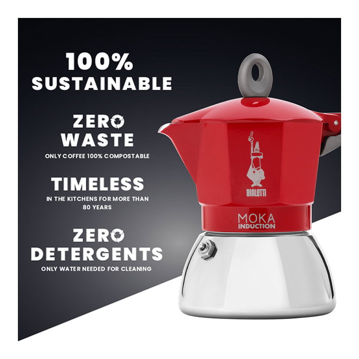 Bialetti Moka Induction 4 tazas Rojo