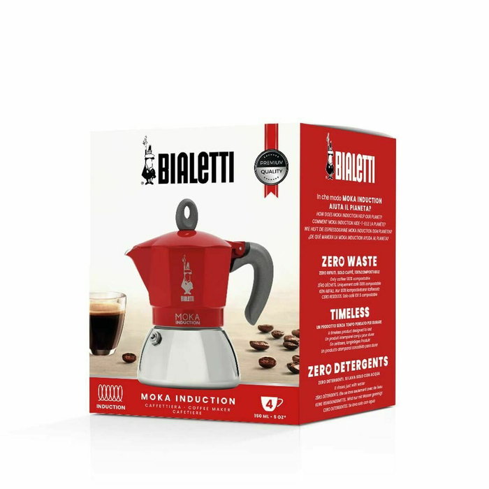 Bialetti - Cafetera Italiana MOKA Inducción Roja 4 Tazas 150 ml - BIA8006363029254