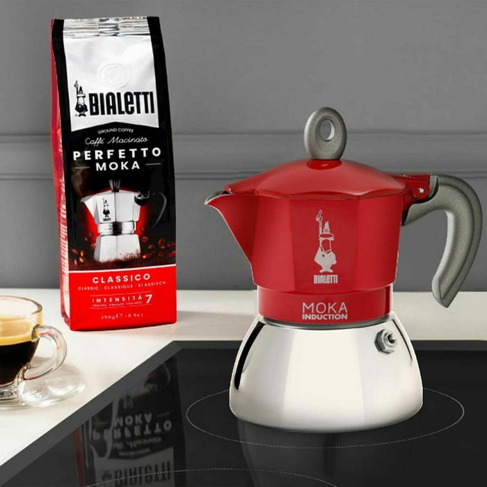 Bialetti - Cafetera Italiana MOKA Inducción Roja 4 Tazas 150 ml - BIA8006363029254