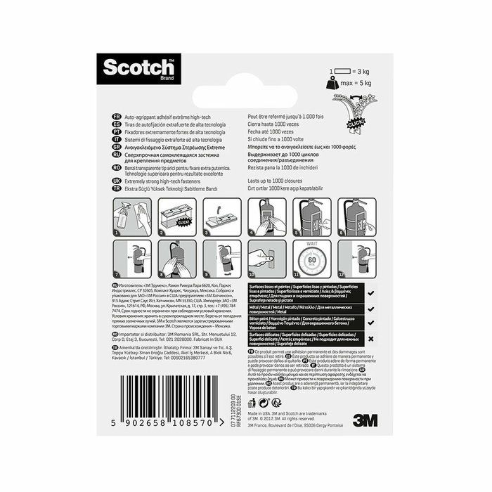 Scotch Extreme Tira de autofijación transparente 25mmx76mm, 2 uds Scotch Extreme Tira de autofijación transparente 25mmx76mm, 2 uds