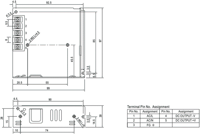 MEAN WELL LRS-75-36 Alimentador de impulso 75,6W 36VDC
